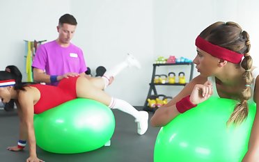 Fit girls bring about to share cock rather than exercise